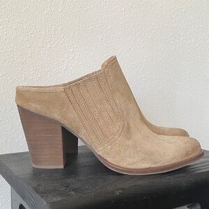 Steve Madden Mertta Tan Suede Western Mules Size 8